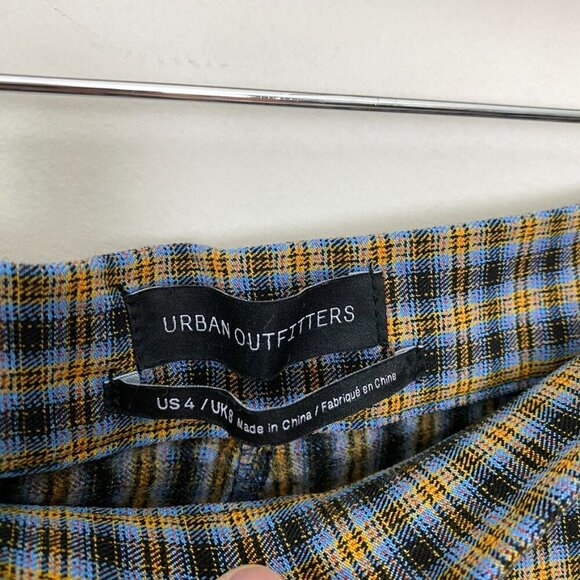 Urban Outfitters Pull On Plaid Pants Womens 4 Blue Ankle Bootcut - Picture 2 of 6